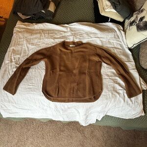 Babaton (Aritzia) Chestnut Ribbed Crew Neck Sweater